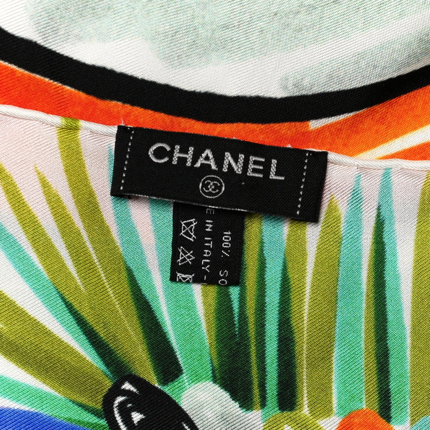 Chanel Silk CC Logo Square Scarf White Multicolor 3 of 4