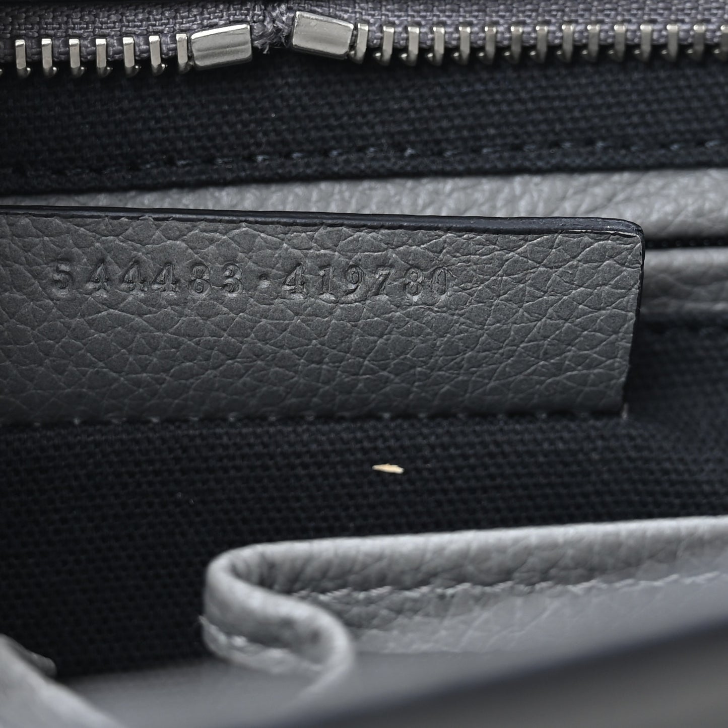 Pebbled Calfskin Small Skull Padlock Zip Around Tote Dark Grey
