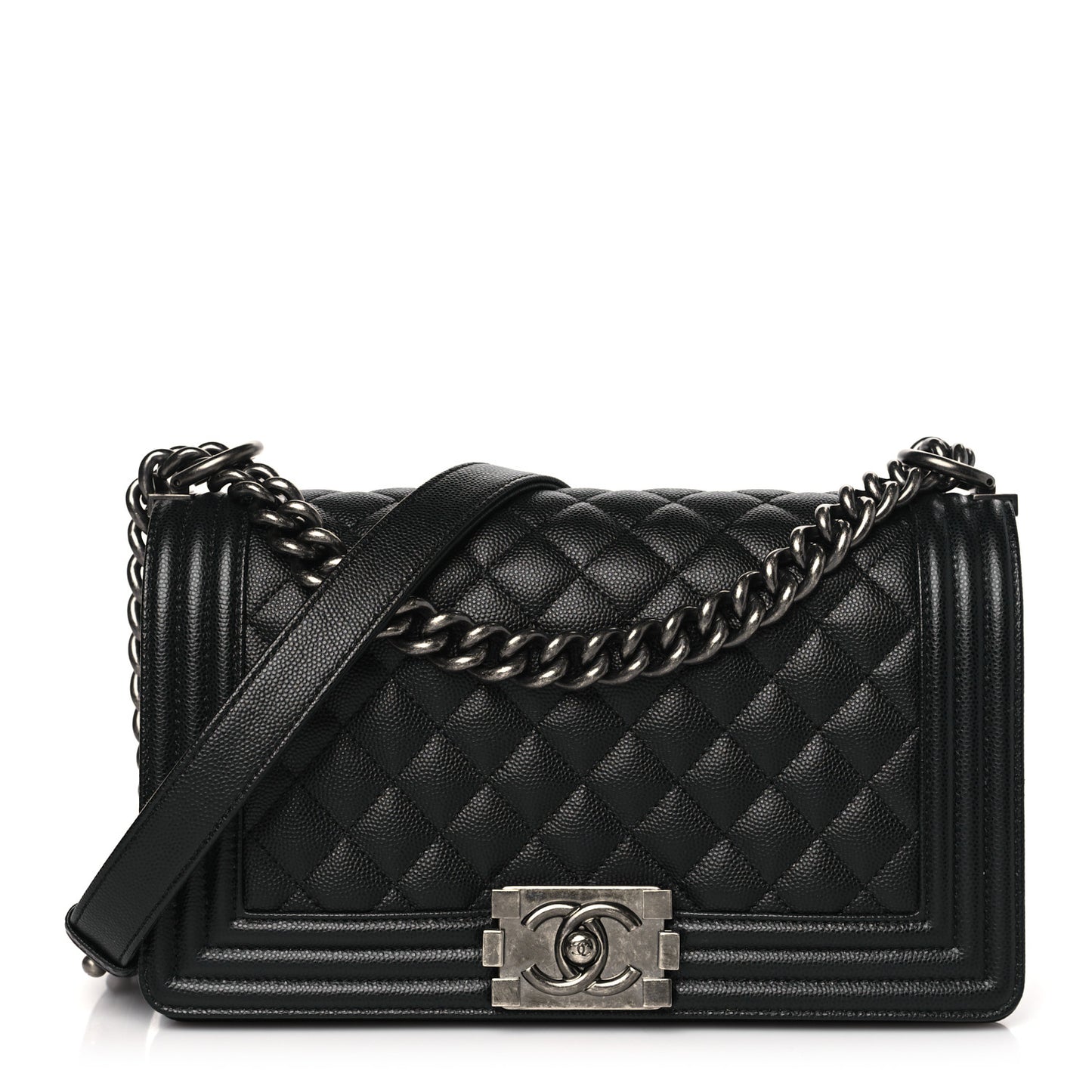 Caviar Quilted Medium Boy Flap Black