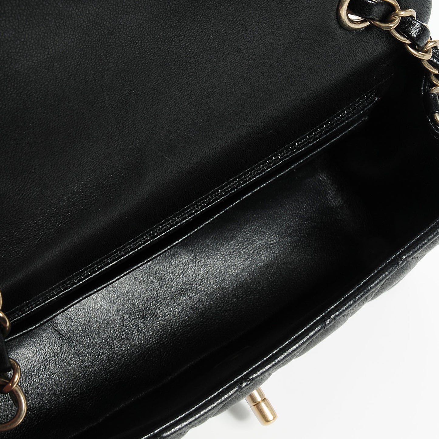 Lambskin Quilted Mini Rectangular Flap Black
