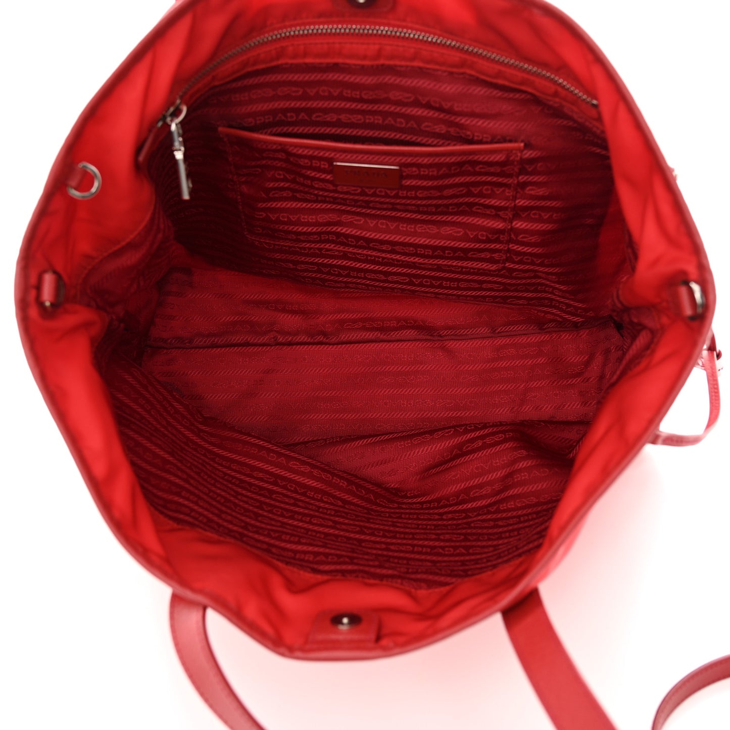 Tessuto Nylon Saffiano Tote Rosso