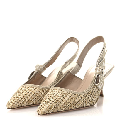 Christian Dior Raffia Embroidered J'Adior Slingback 65mm Pumps 36 Taupe 4 of 11