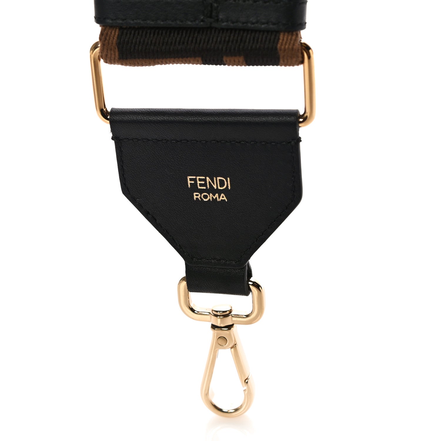 Fendi Ribbon Vitello Seta FF 1974 Adjustable Strap You Fango Marrone Black 4 of 7