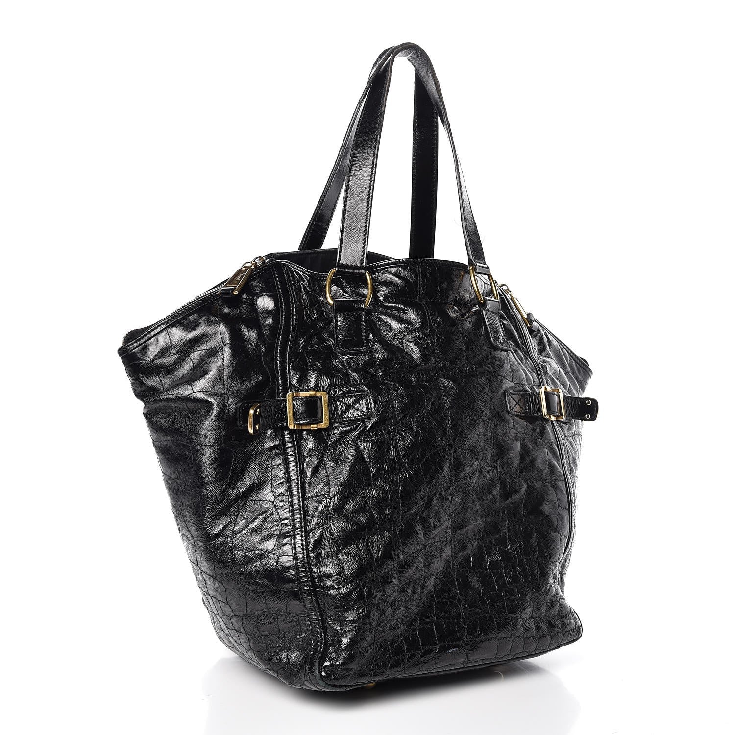 Saint Laurent Patent Crocodile Embossed Medium Downtown Tote Black 3 of 14