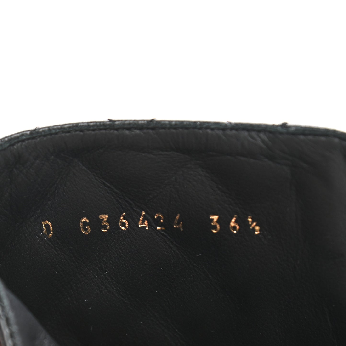 Shiny Calfskin Quilted Lace Up Combat Boots 36.5 Black