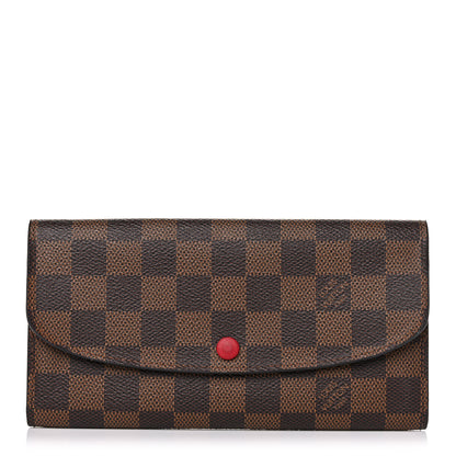 Louis Vuitton Damier Ebene Emilie Wallet Red 1 of 12