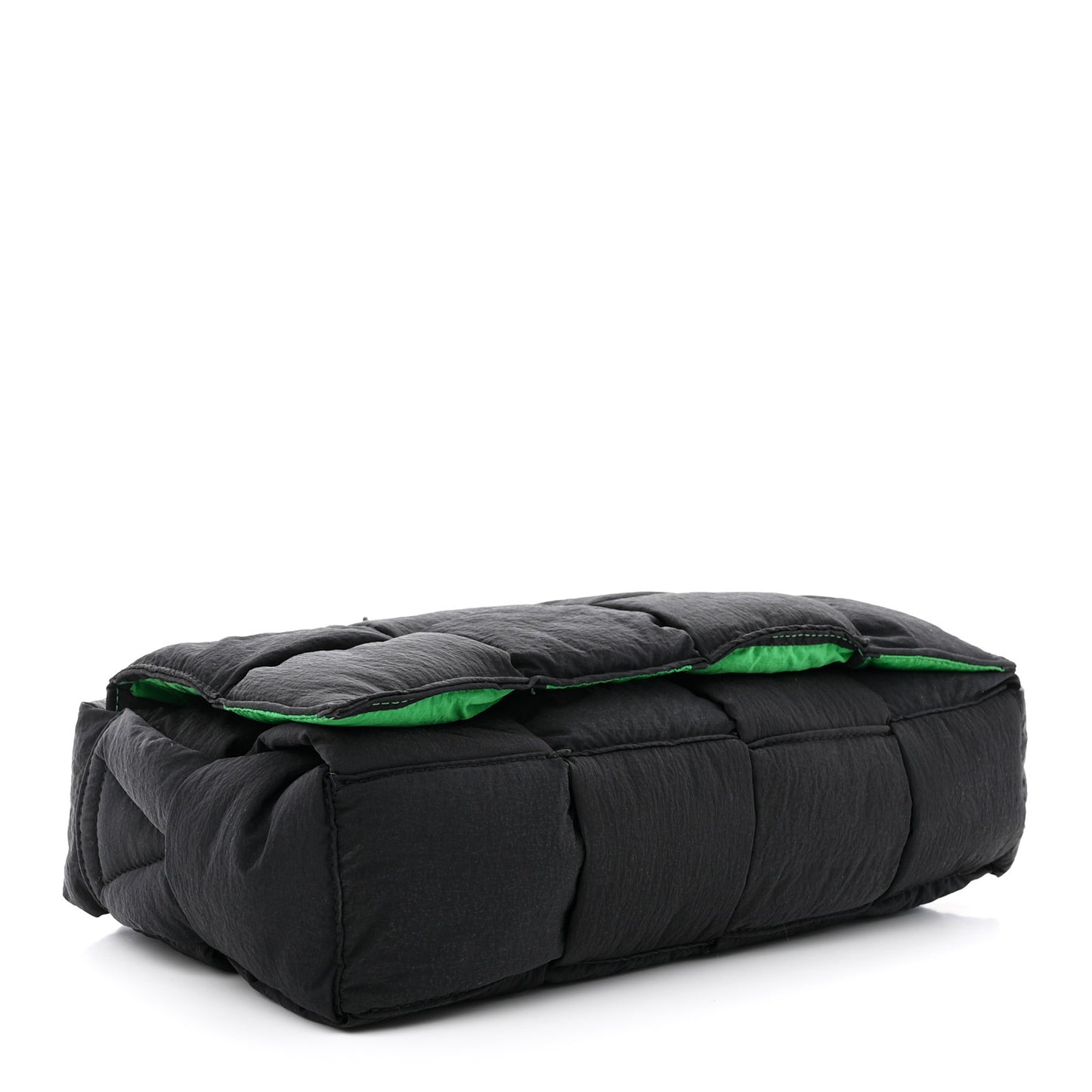 Nylon Intrecciato Padded Tech Cassette Bag Black Green