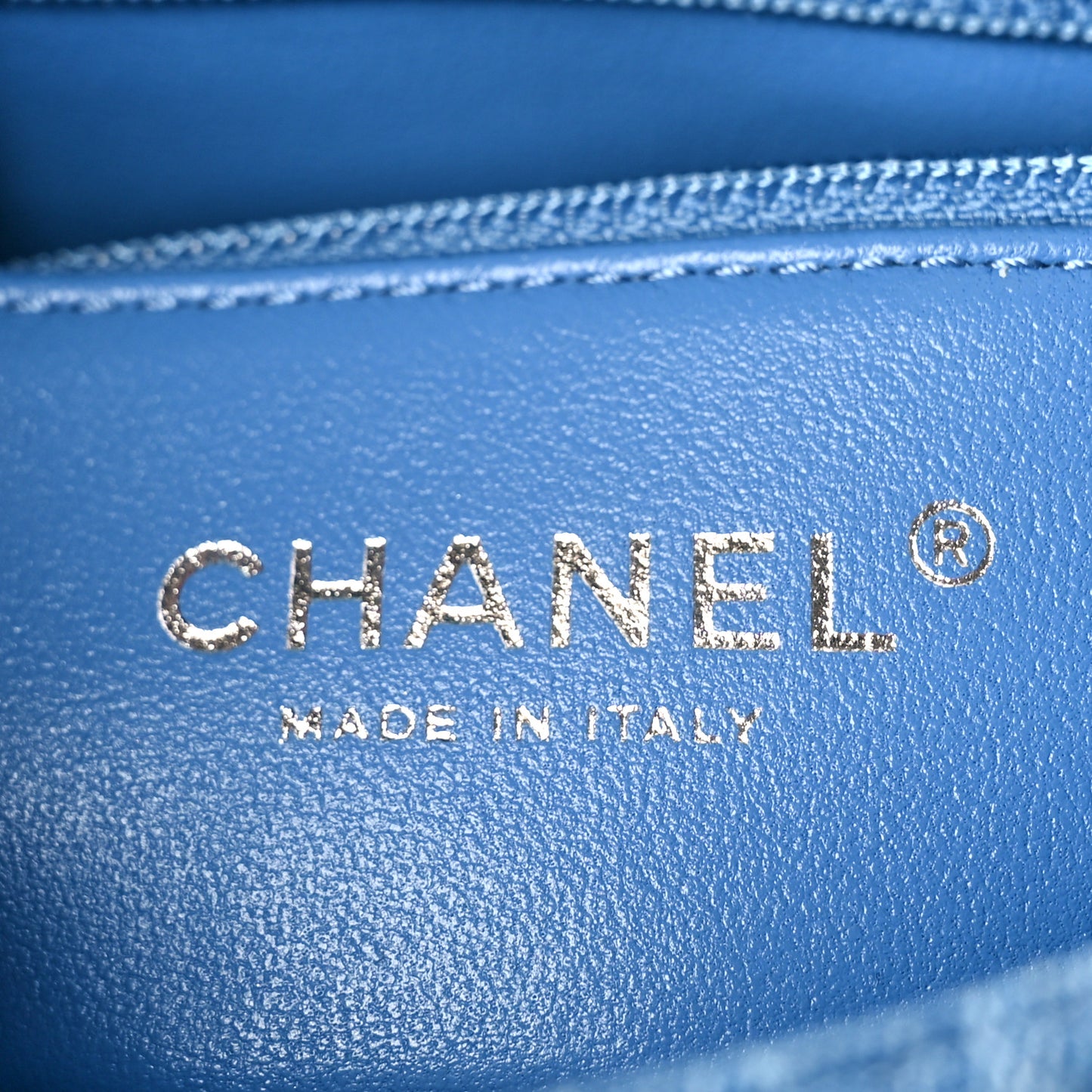 Denim Quilted Camellia Sweetheart Mini Flap Blue