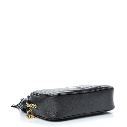 Saint Laurent Grain De Poudre Matelasse Monogram Mini Lou Camera Bag Black 3 of 9