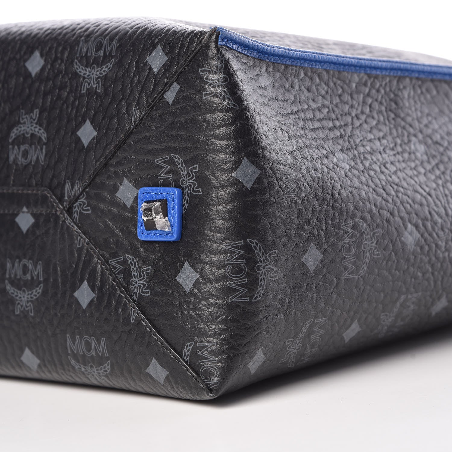 MCM Metallic Visetos Medium Kira Shopper Tote Black Blue 6 of 8