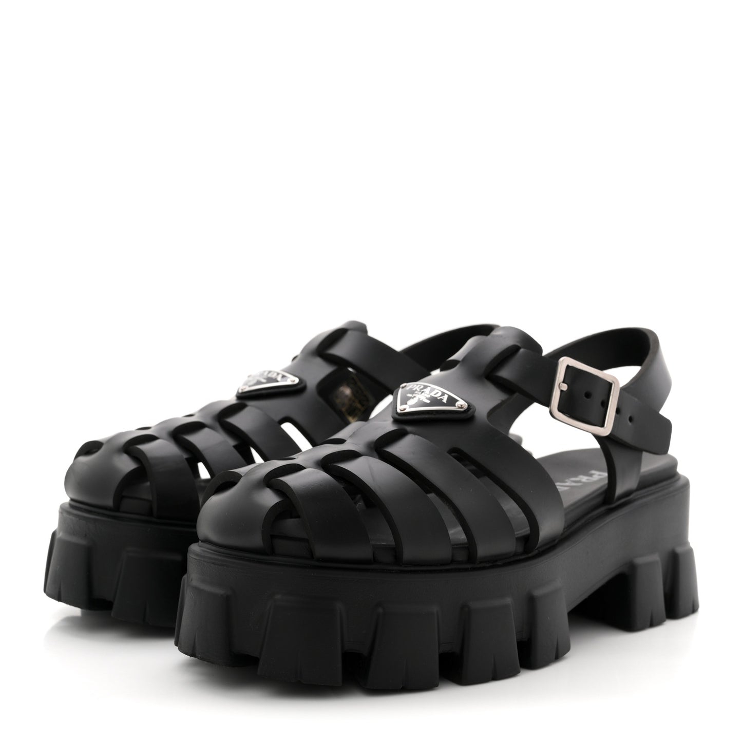 Foam Rubber Triangle Logo Monolith 55mm Cage Sandals 39 Black