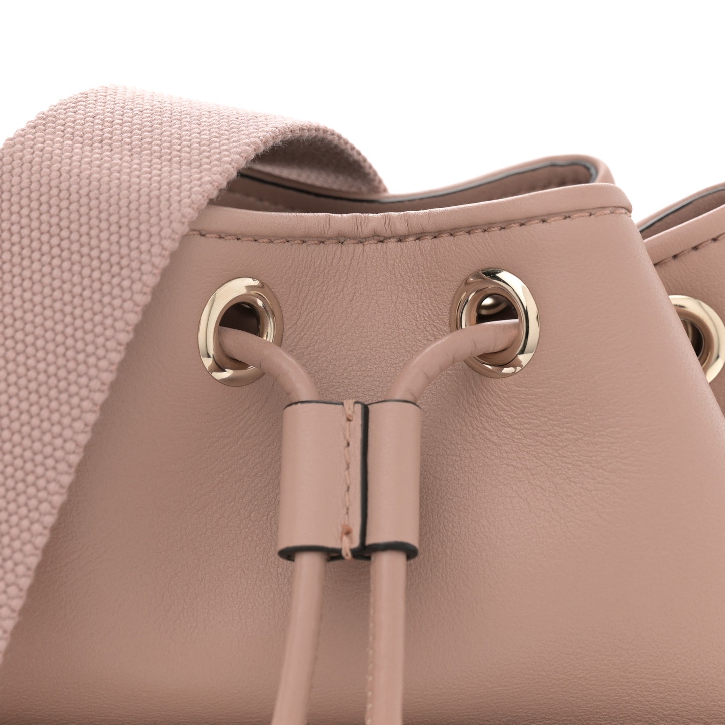 Calfskin Vlogo Small Loco Drawstring Bucket Bag Rose Cannelle
