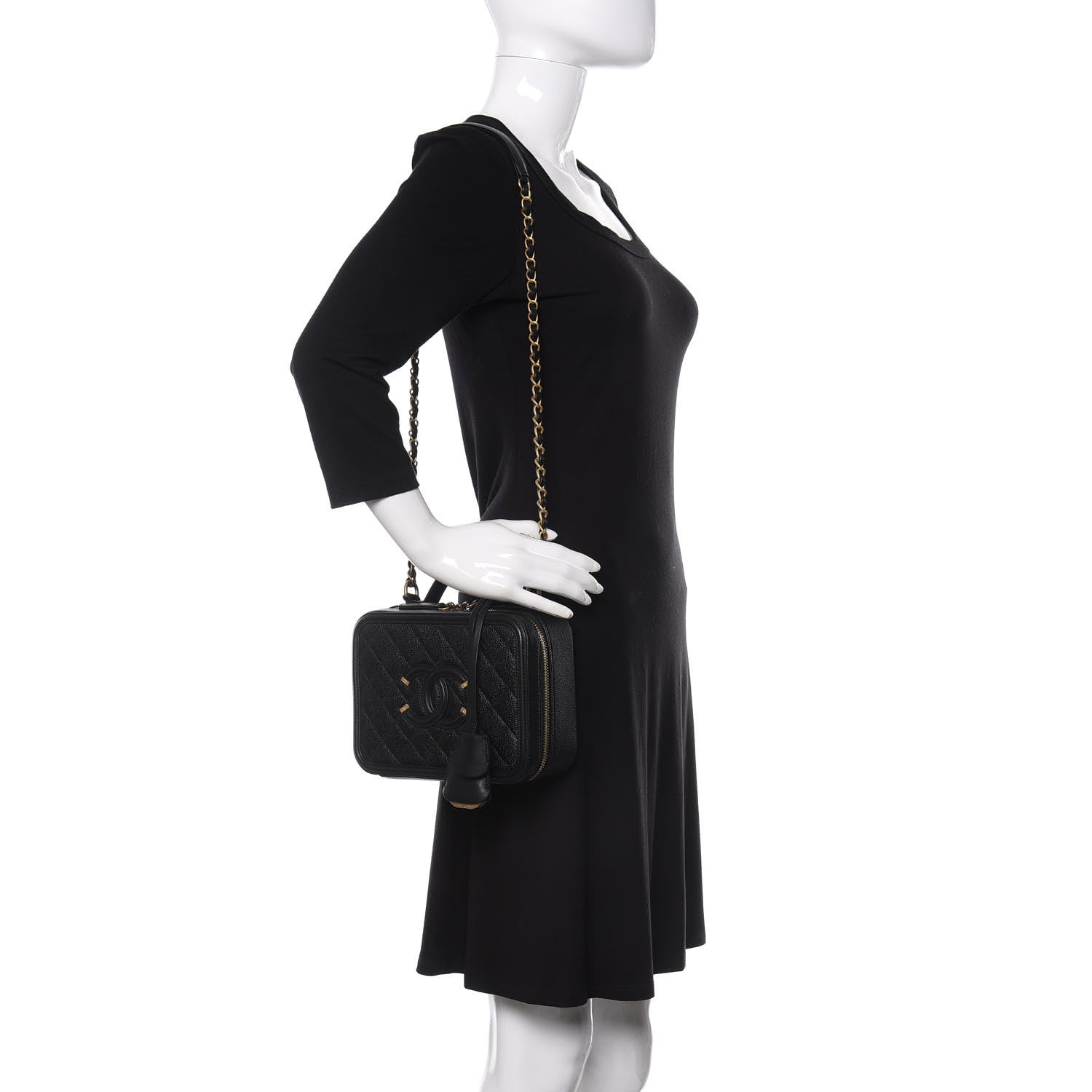 Chanel Caviar Quilted Medium CC Filigree Vanity Case Black 2 of 11