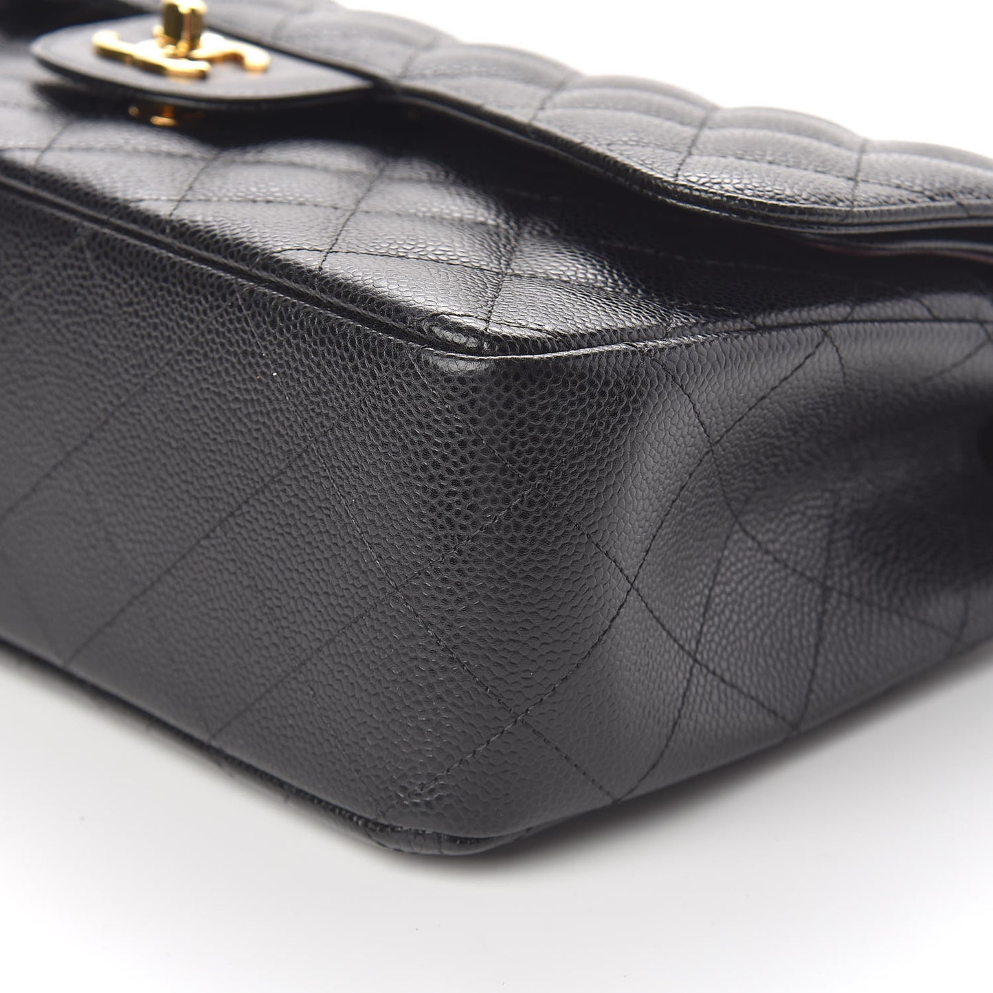 Caviar Quilted Jumbo Double Flap Black