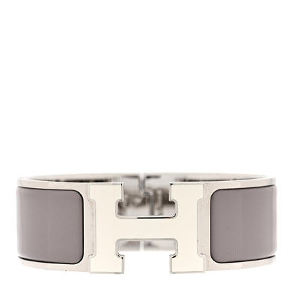 Hermes Enamel Wide Clic Clac H Bracelet PM Etoupe White 1 of 5