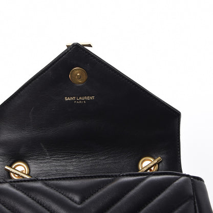 Saint Laurent Calfskin Matelasse Chevron Monogram Classic Baby Chain Bag Black 9 of 10