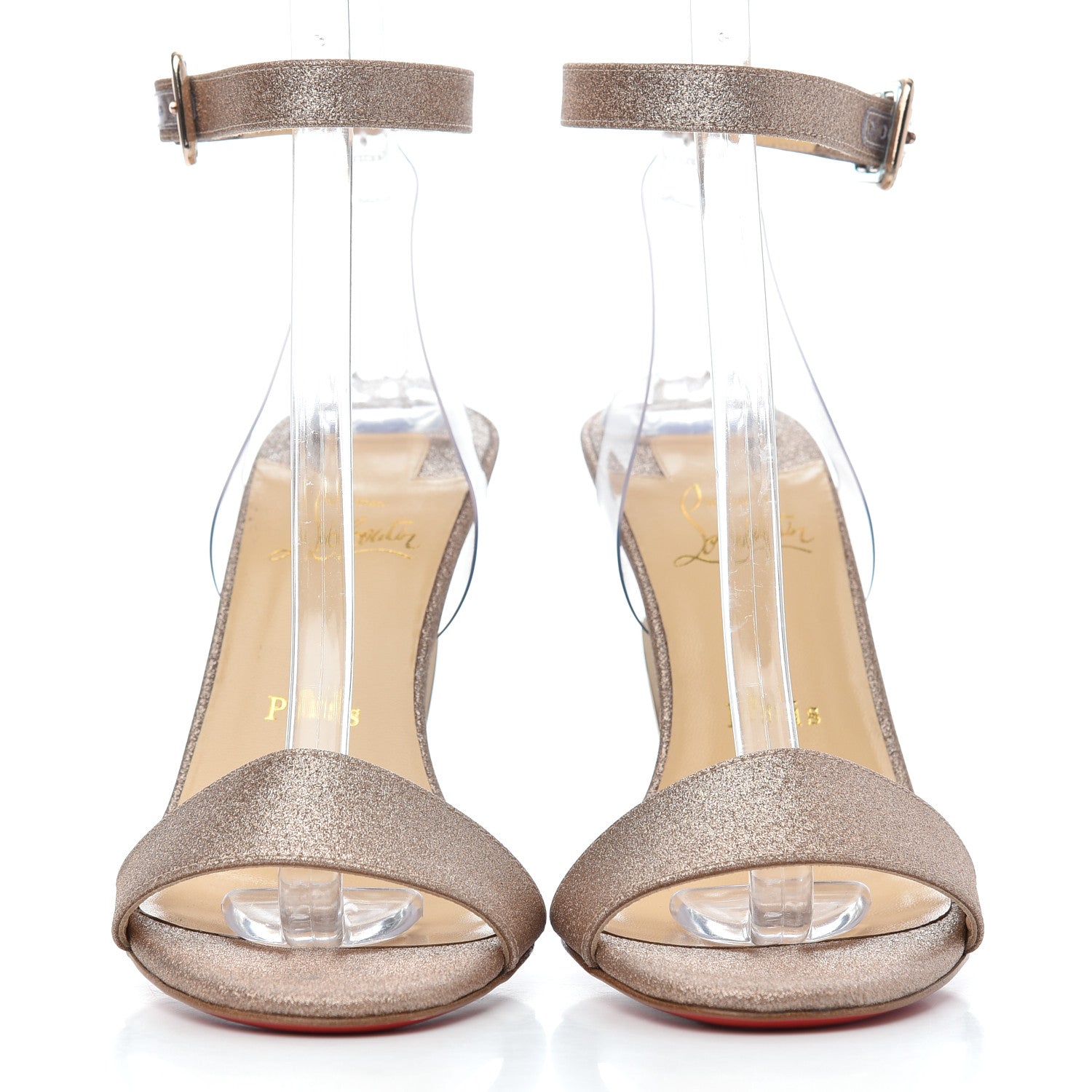 Christian Louboutin PVC Glitter Levitallo 100 Sandals 38.5 Nude 2 of 10