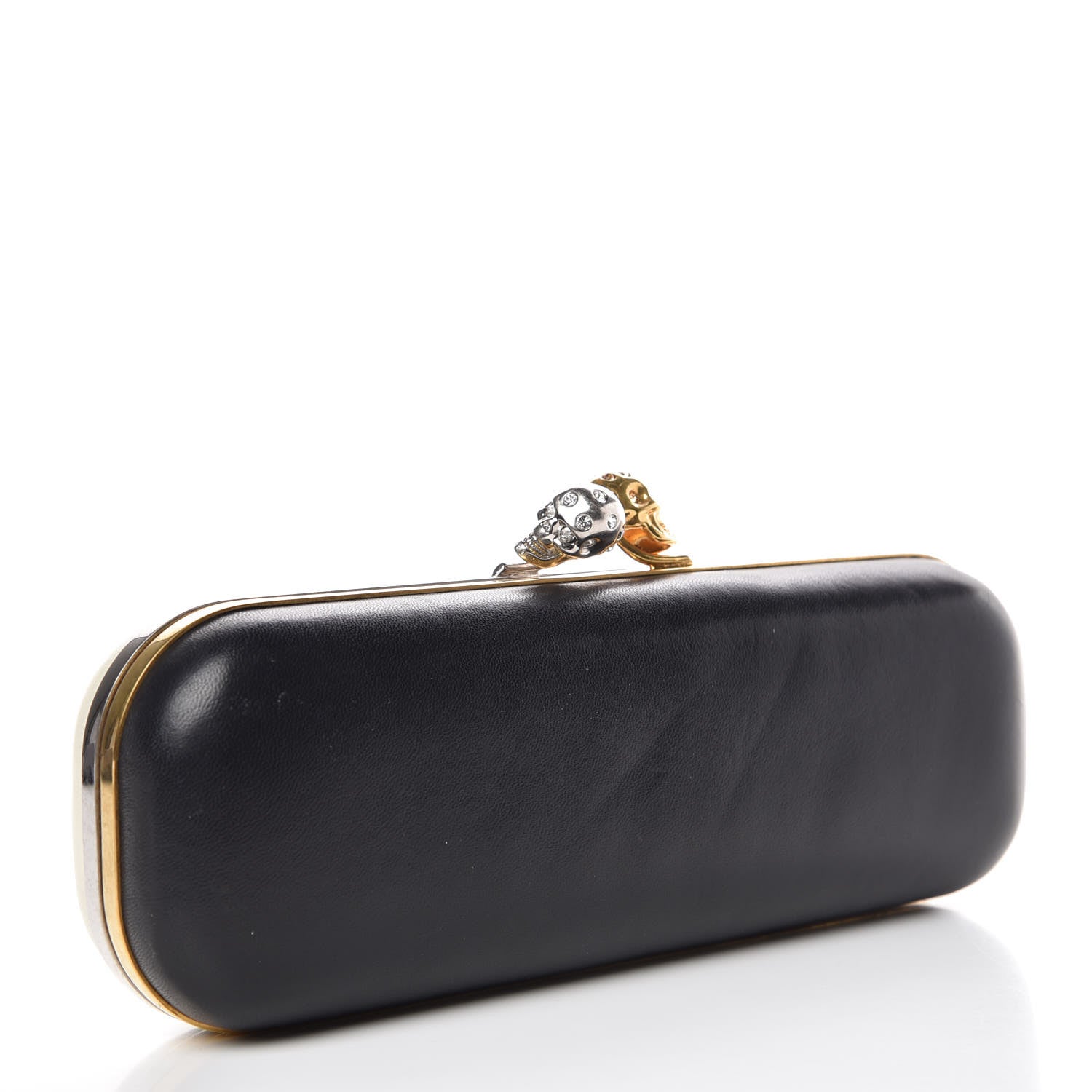 Alexander McQueen Lambskin Twin Skull Box Clutch White Black 3 of 12