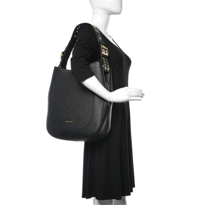 Burberry Soft Grainy Calfskin Studded Small Elmstone Hobo Black 2 of 9