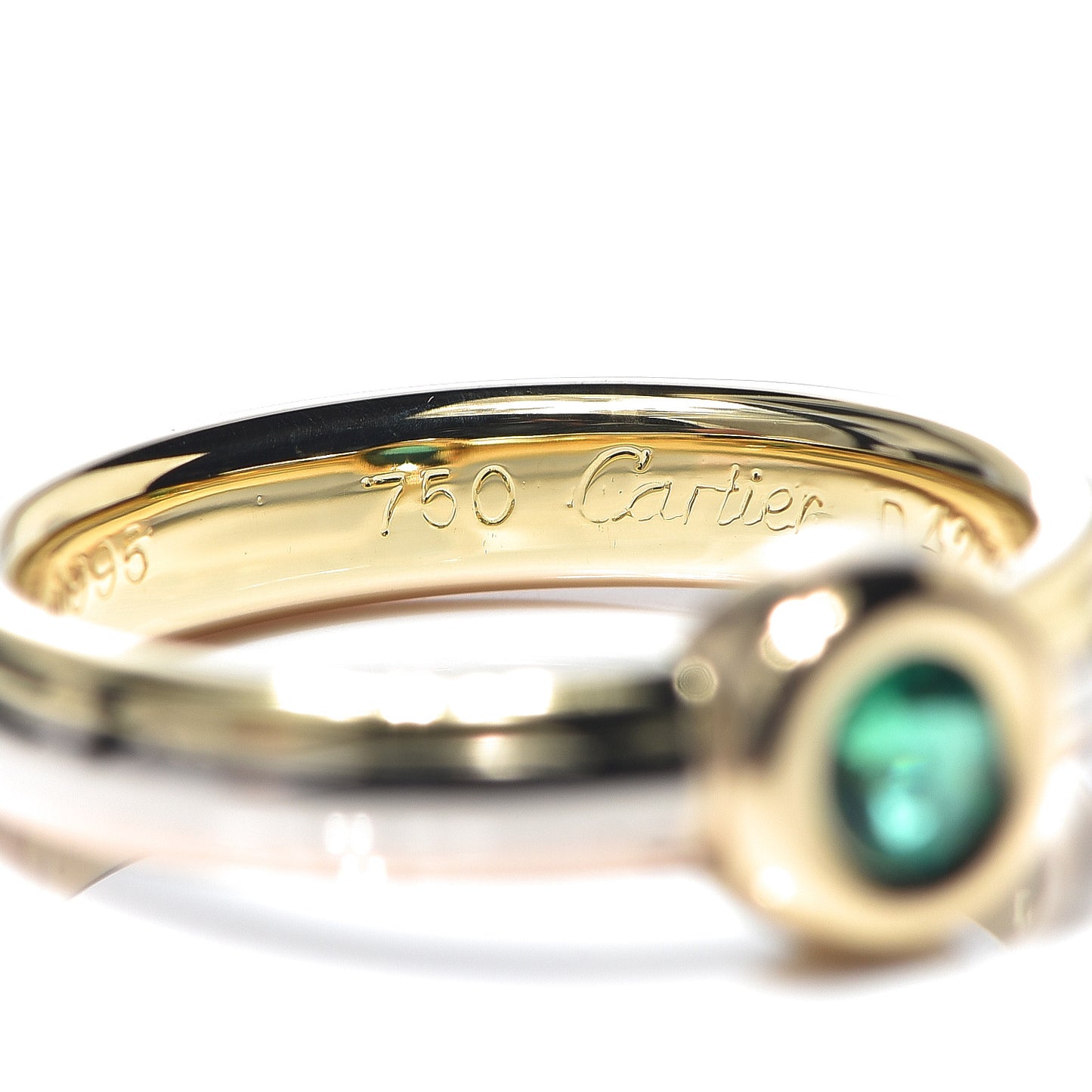 18K Pink Yellow White Gold Emerald Ring 48 4.5