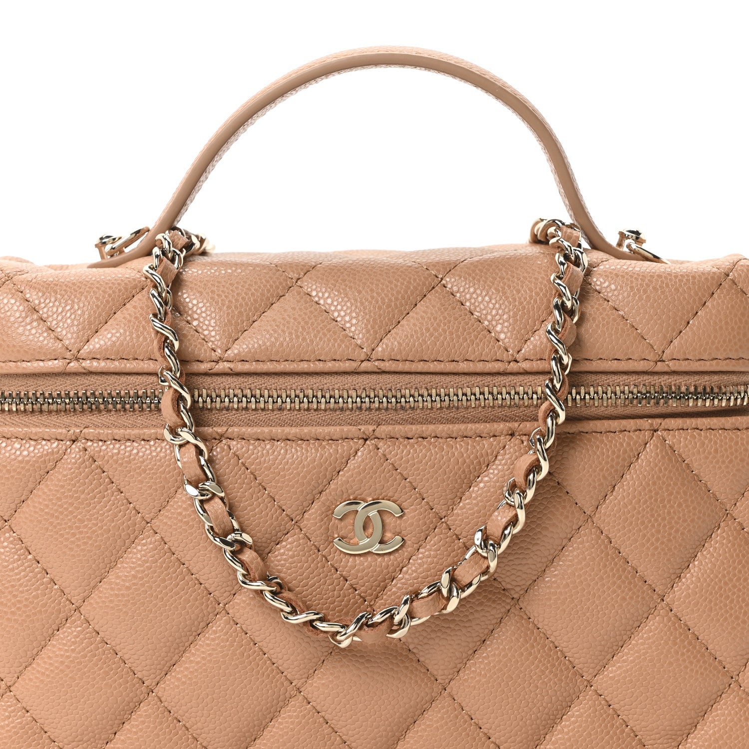 Chanel Caviar Quilted Top Handle Slim Vanity With Chain Brown 8 of 10