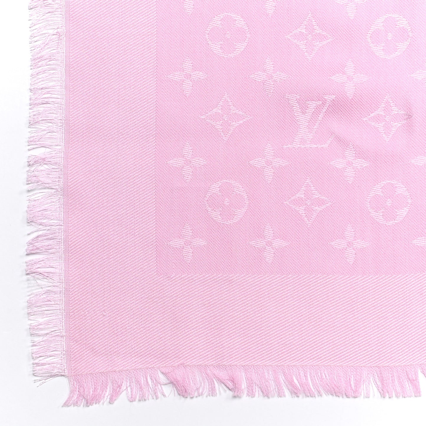 Silk Wool Monogram Shawl Velvet Rose
