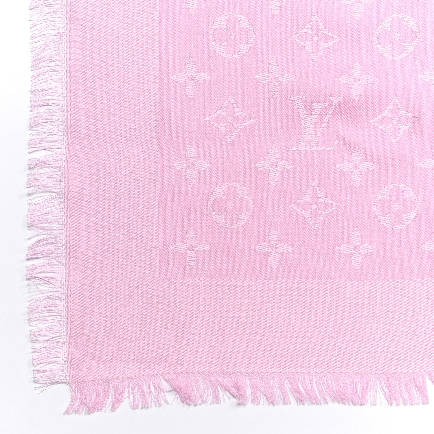 Louis Vuitton Silk Wool Monogram Shawl Velvet Rose 4 of 5