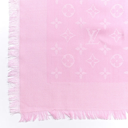 Louis Vuitton Silk Wool Monogram Shawl Velvet Rose 4 of 5