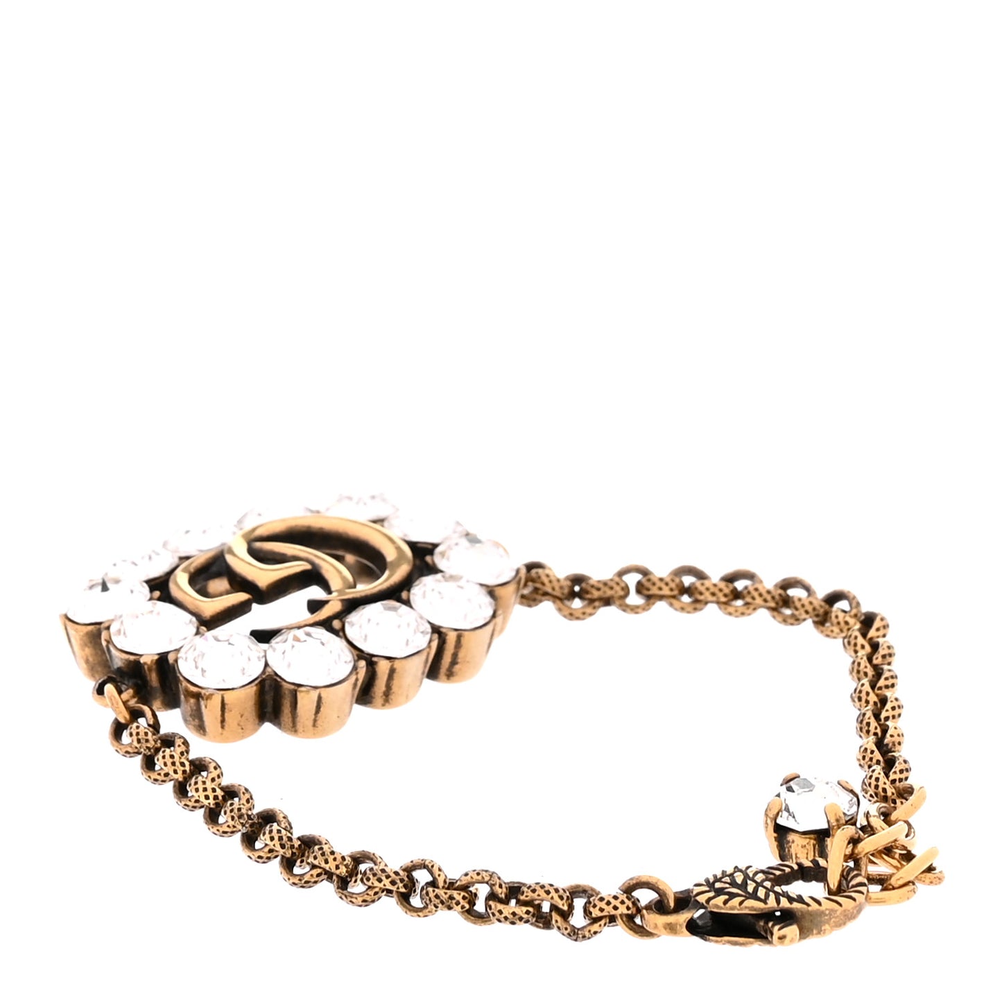 Metal Crystal Double G Bracelet Aged Gold