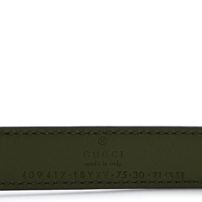 Gucci Azalea Calfskin Enamel Monochrome Double G 20mm Belt 75 30 Military Green 4 of 6