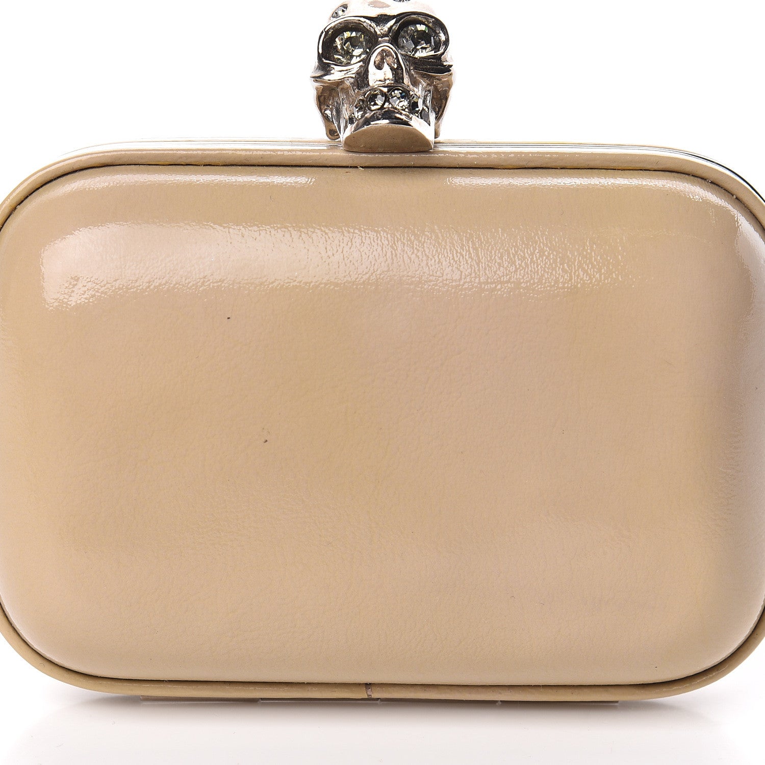 Alexander McQueen Patent Calfskin Skull Box Clutch Beige 12 of 14