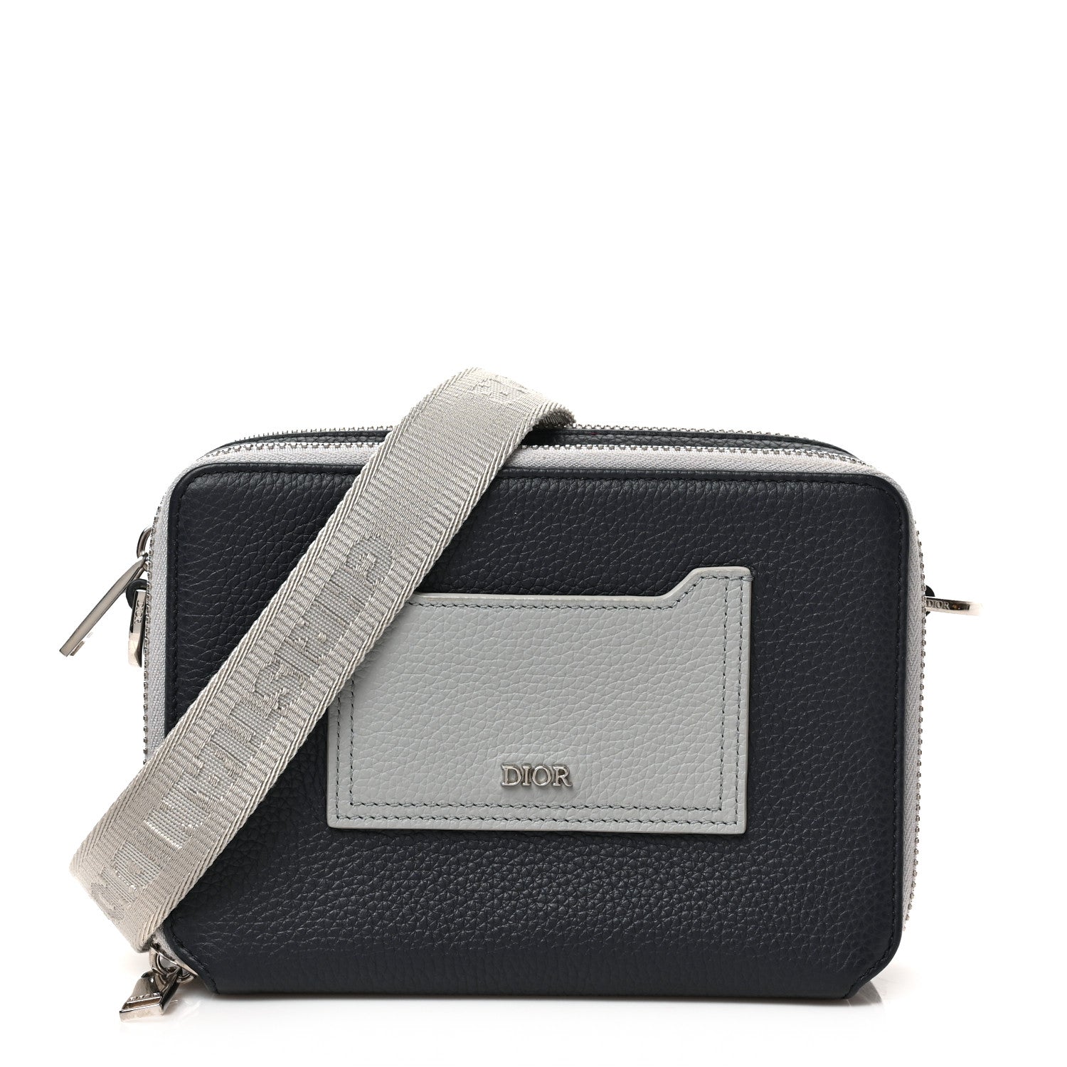 Christian Dior Calfskin Double Zip Crossbody Blue Grey 1 of 8