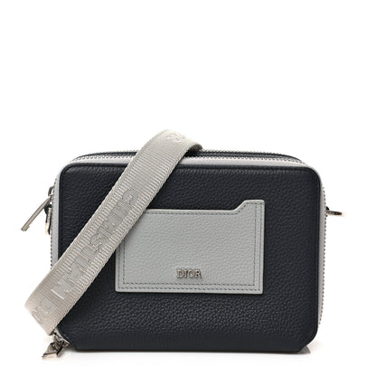Christian Dior Calfskin Double Zip Crossbody Blue Grey 1 of 8