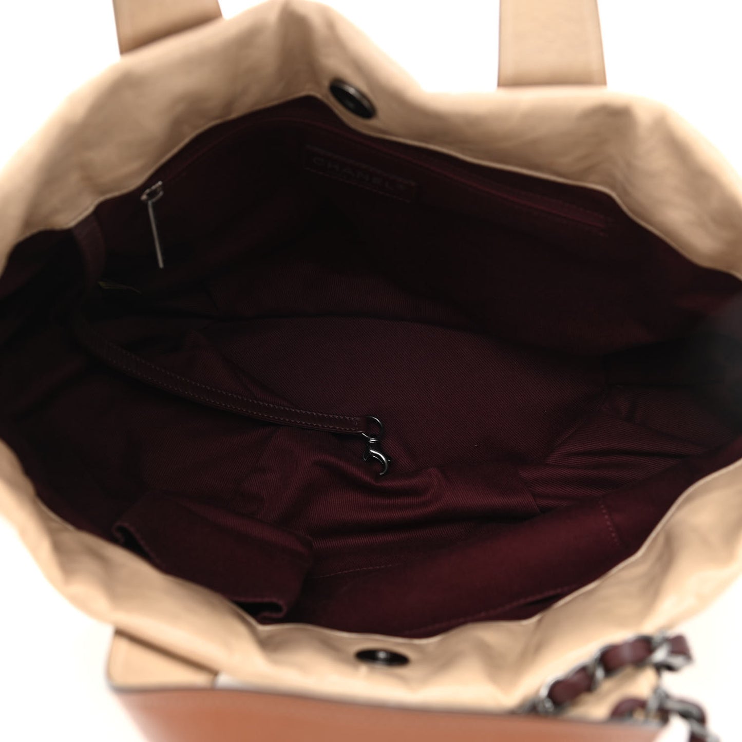 Iridescent Calfskin Small In the Mix Tote Beige Brown