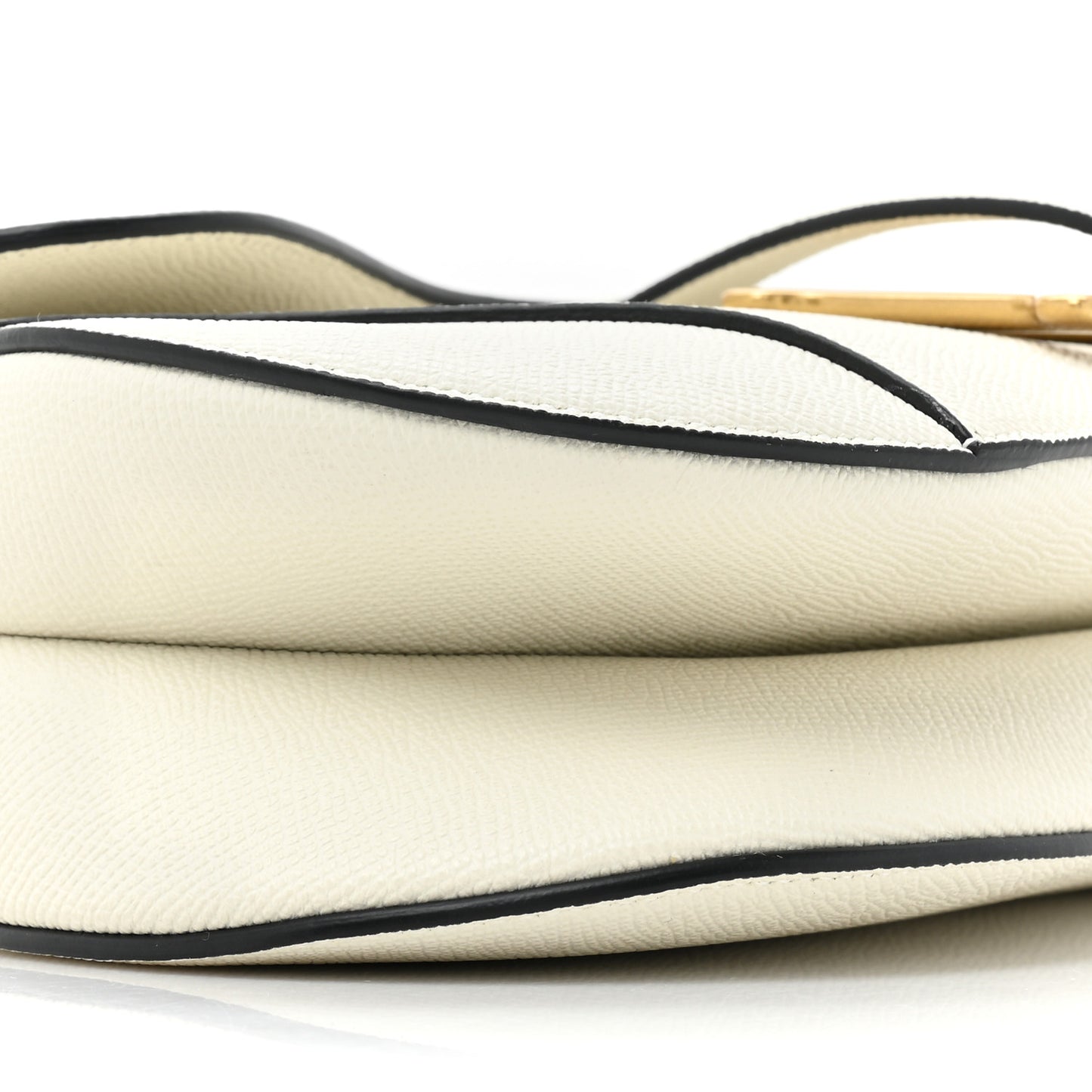 Grained Calfskin Saddle Bag With Strap Latte