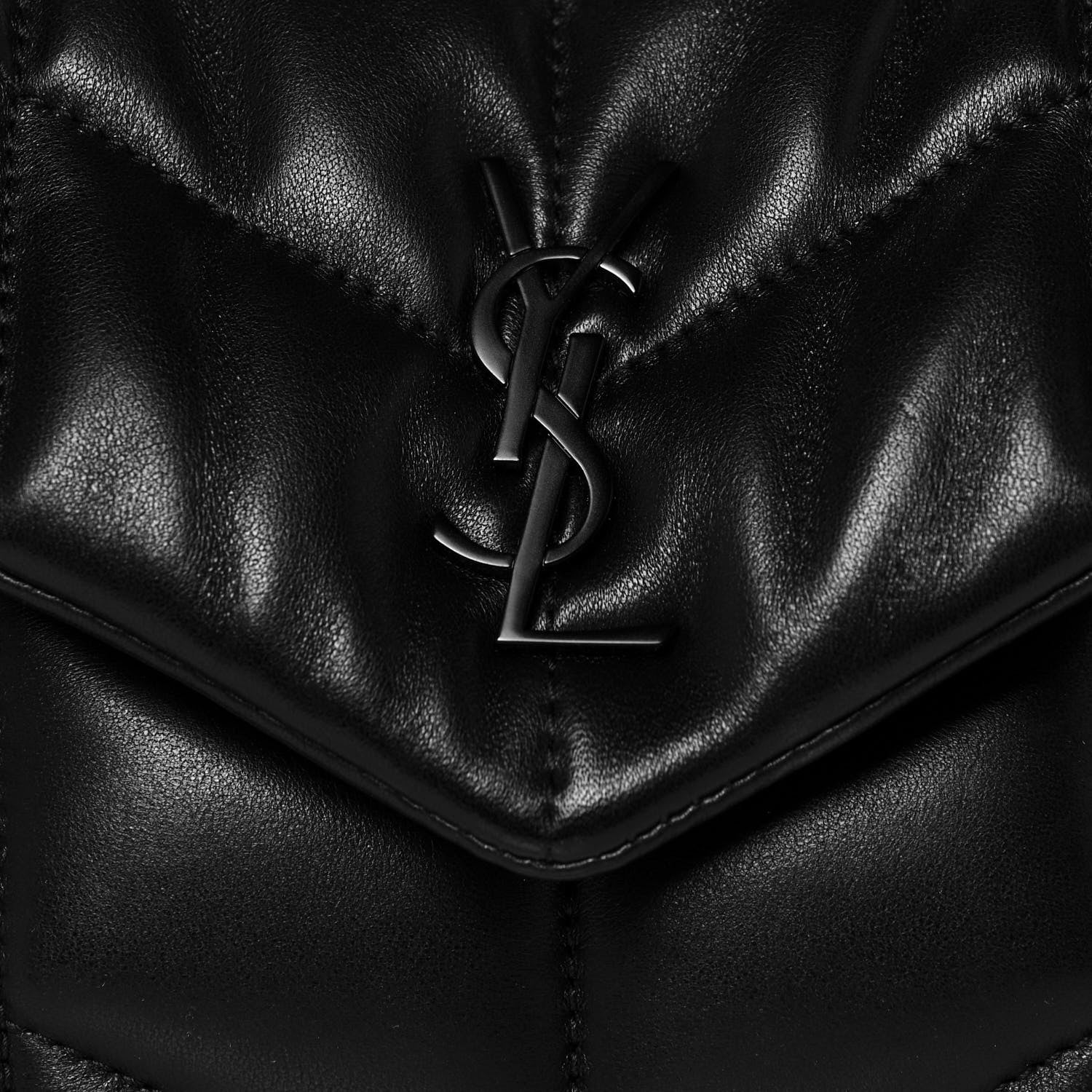 Saint Laurent Lambskin Quilted Toy Loulou Puffer Monogram Chain Satchel Black 8 of 13