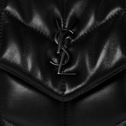 Saint Laurent Lambskin Quilted Toy Loulou Puffer Monogram Chain Satchel Black 8 of 13