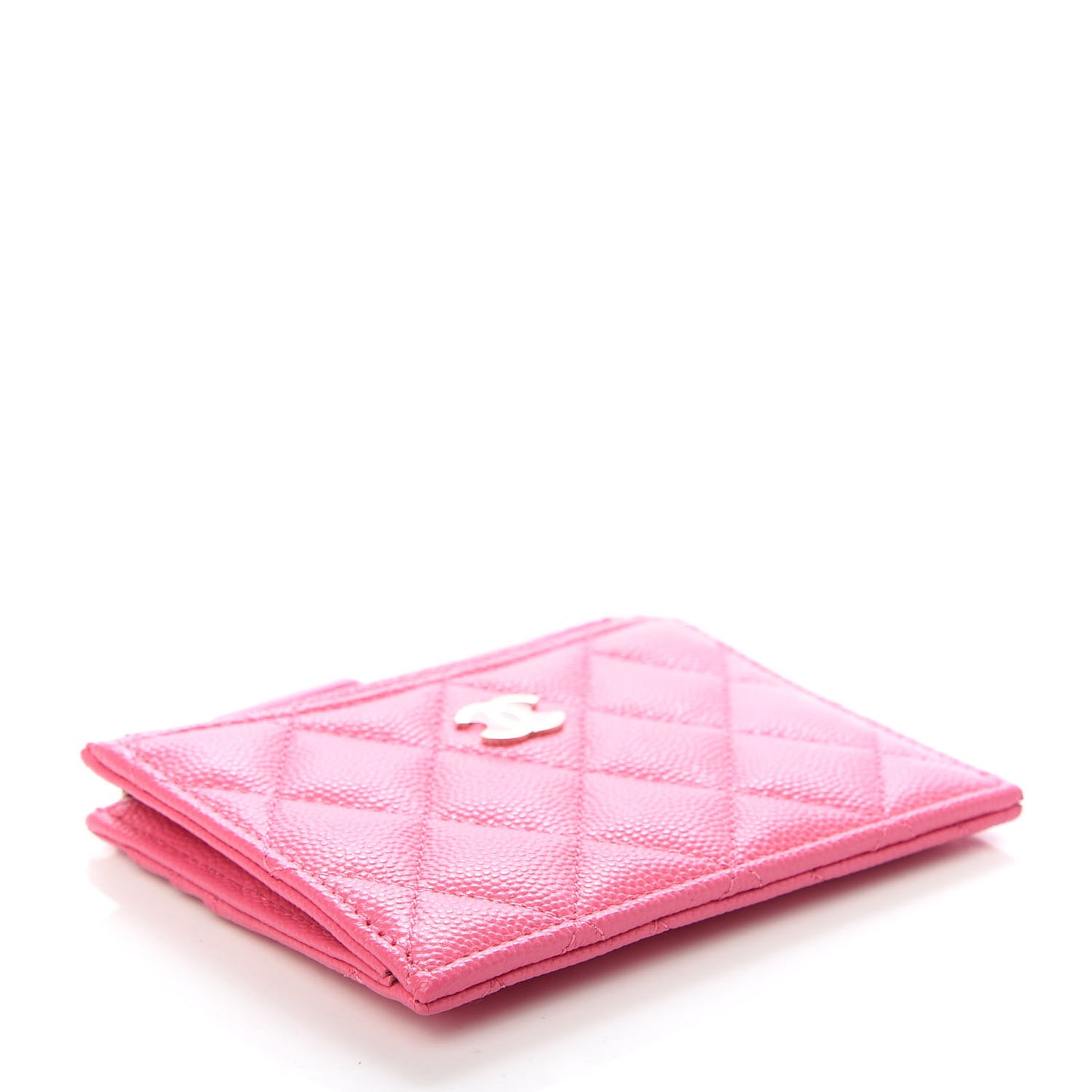 Caviar Quilted CC Zip Card Holder Pink