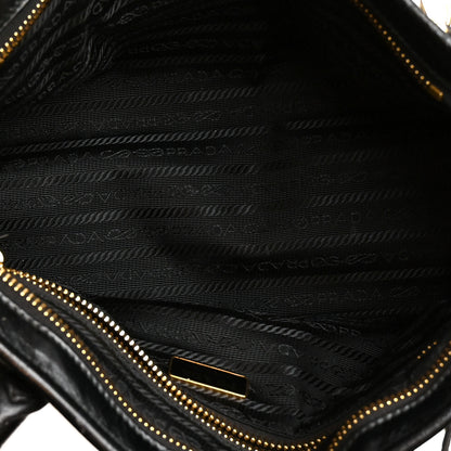 Prada Glossy Calfskin Triangle Medium Bonnie Shoulder Bag Black 5 of 12