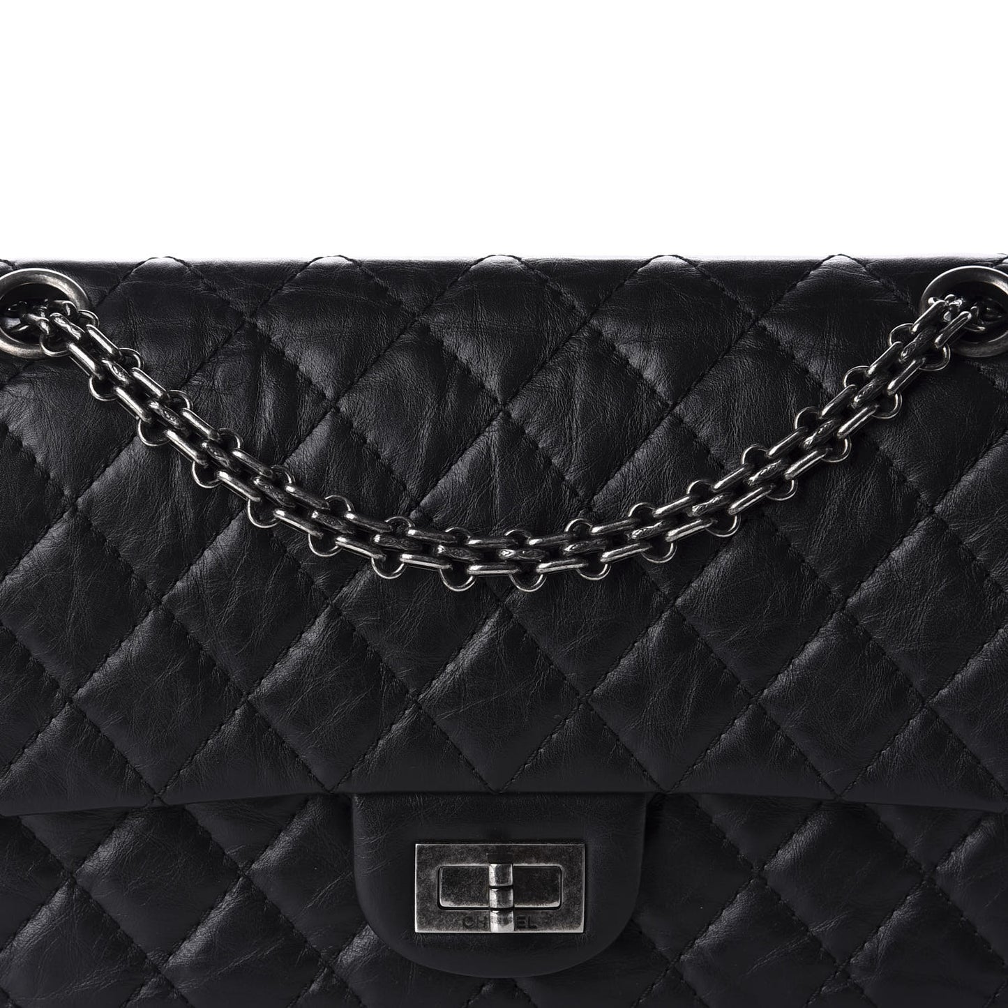 Aged Calfskin Quilted 2.55 Reissue 225 Flap Black