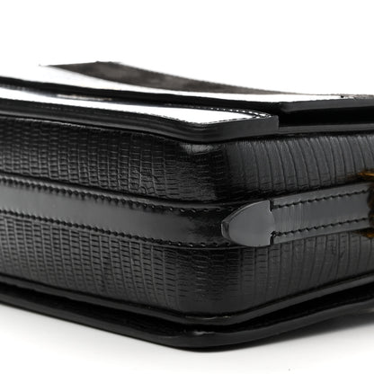 Burberry Calfskin Lizard Embossed Two Tone Small Grace Bag Black 11 of 12