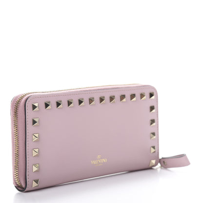 Valentino Garavani Calfskin Rockstud Zip Around Wallet Cipria 3 of 9