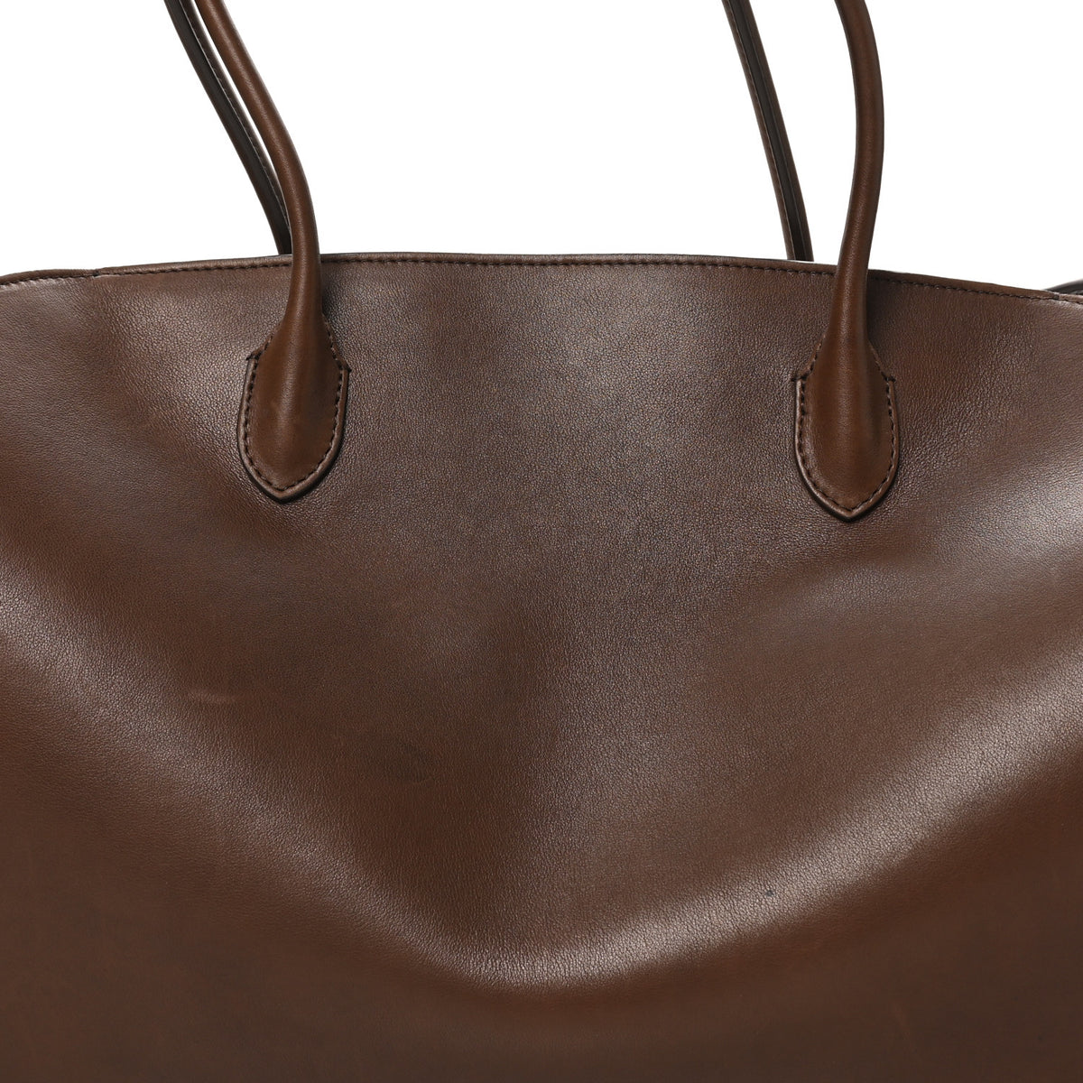 Polished Saddle Calfskin Marlo 17 Tote Bag Deep Brown