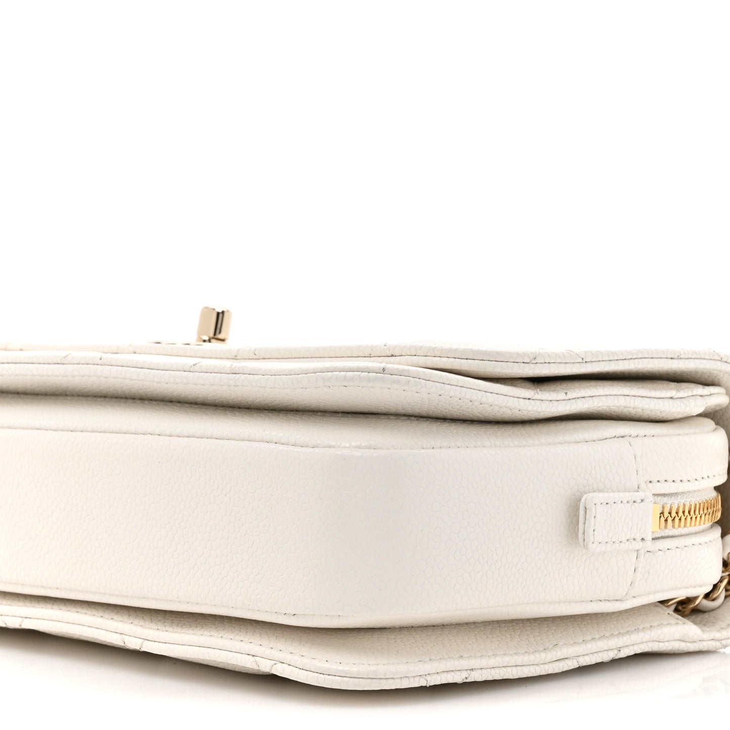 Shiny Caviar Quilted Flap Bag White