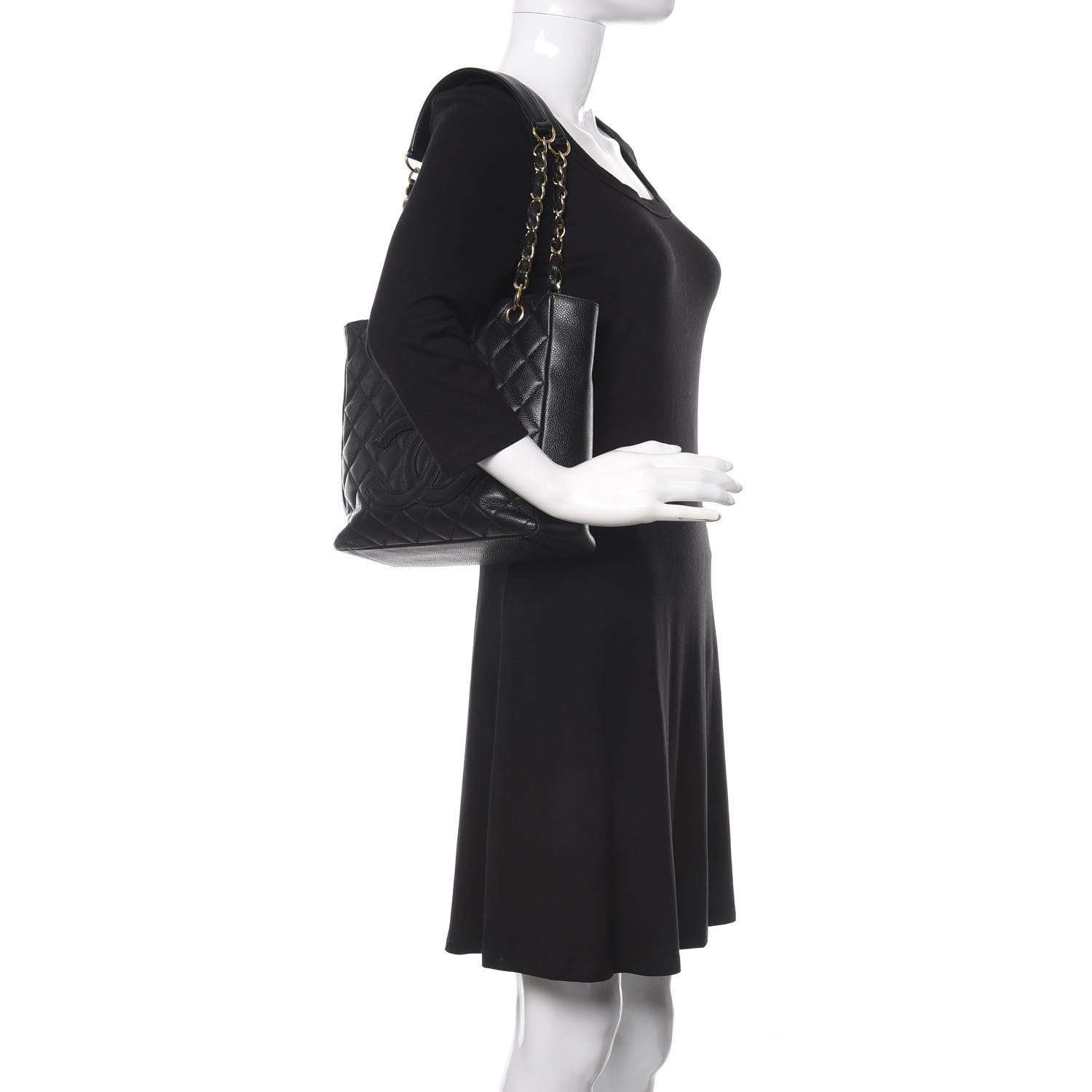 Chanel Caviar Quilted Petit Shopping Tote PST Black 2 of 9