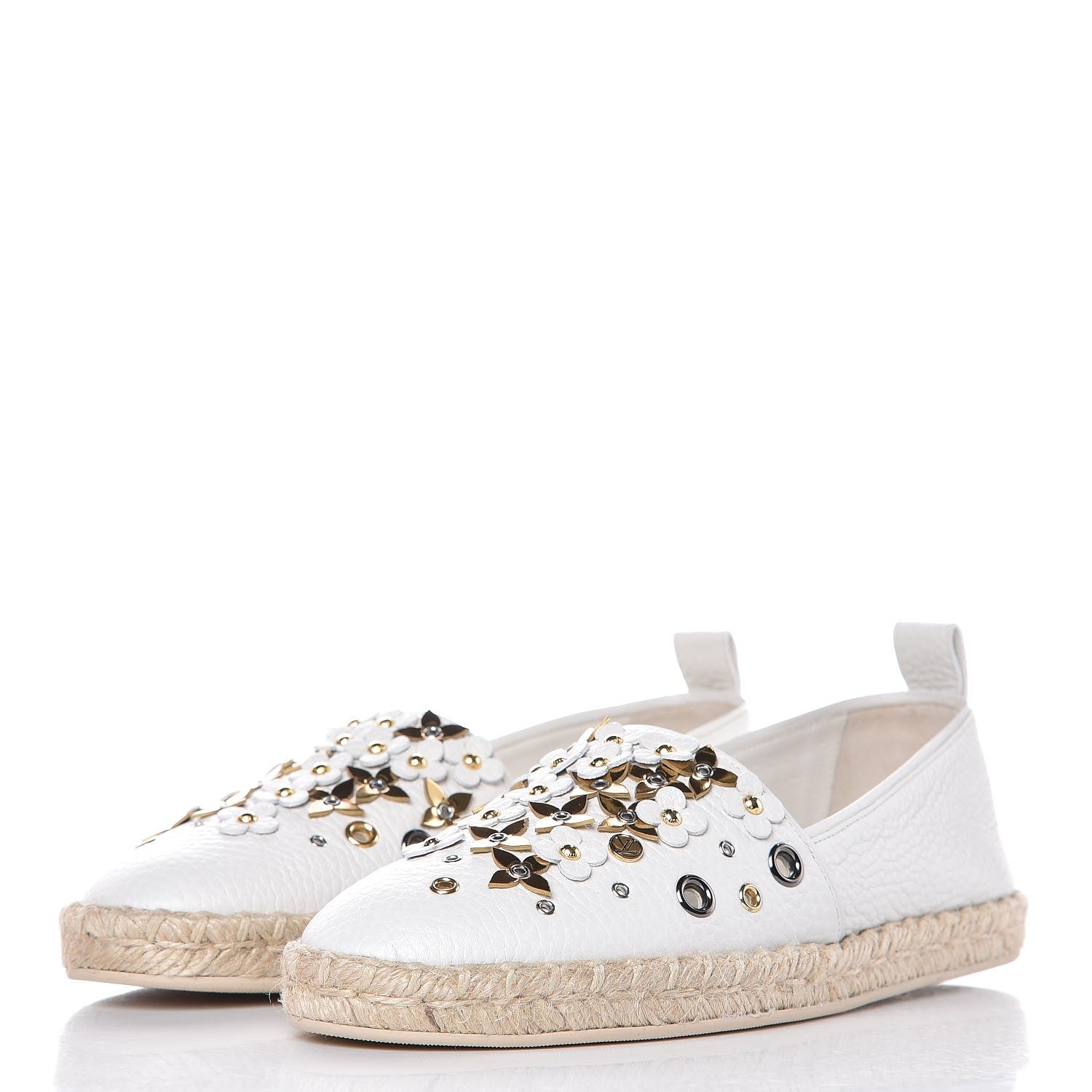 Louis Vuitton Calfskin Tropical Bloom Espadrille Flat 38 White 3 of 11