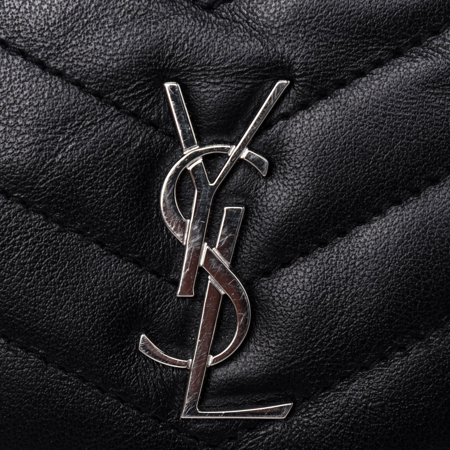 Calfskin Matelasse Monogram Key Pouch Black