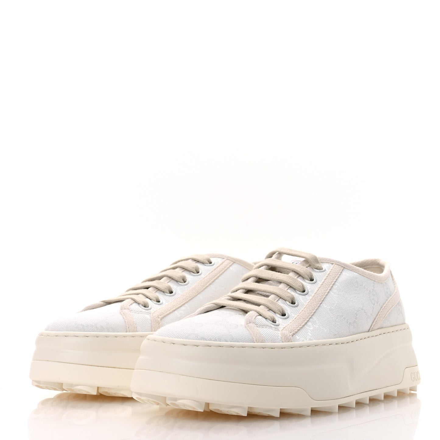 GG Monogram Womens 1977 Tennis Platform 52mm Sneakers 40.5 Great White Mystic White