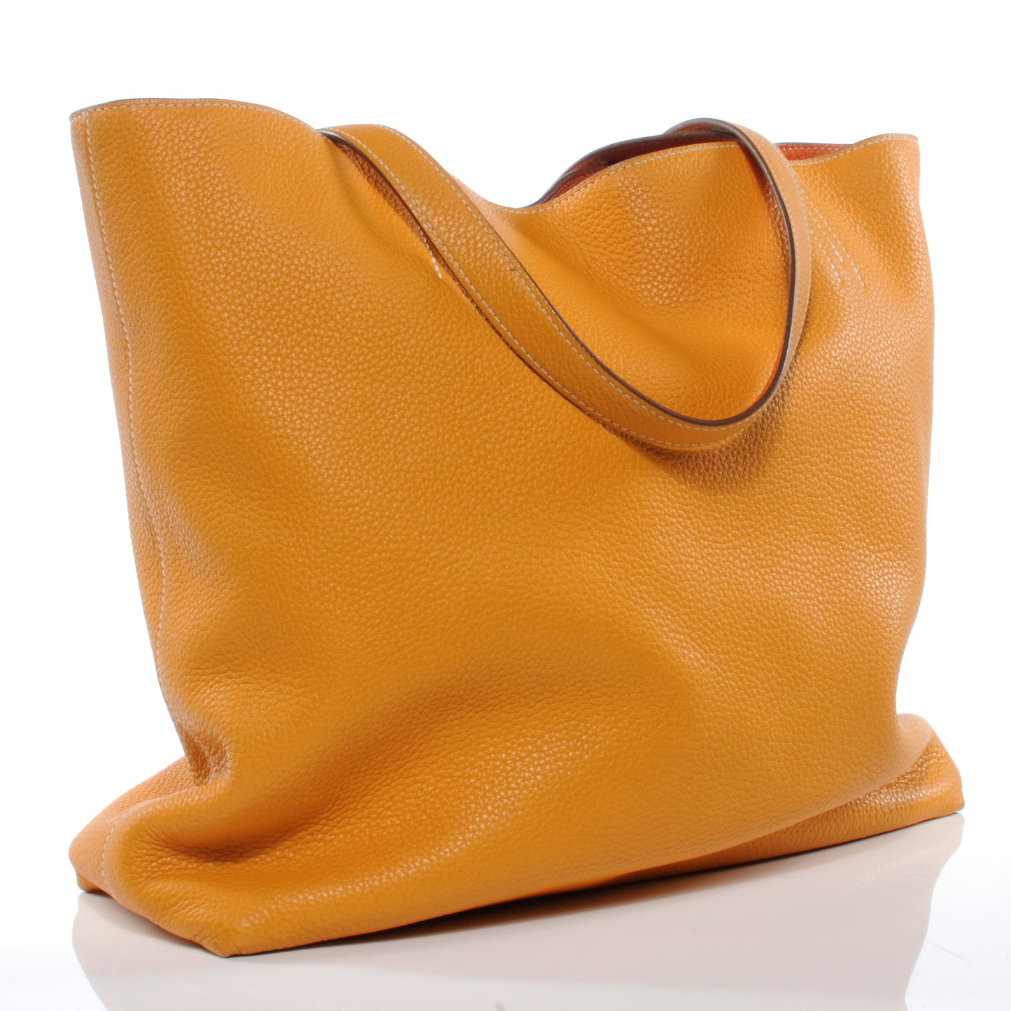 Taurillon Clemence Double Sens Reversible Tote Moutarde and Orange