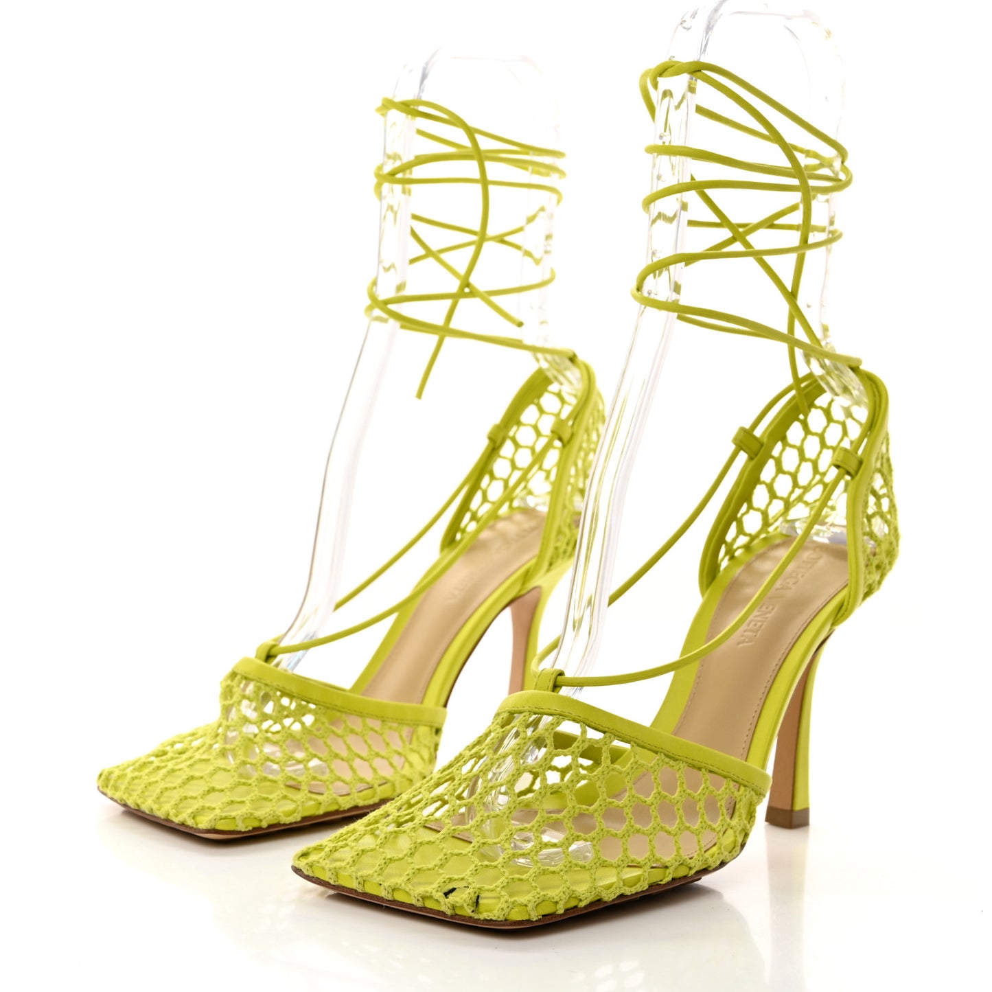 Mesh Nappa Stretch Ankle Tie Sandals 37 Kiwi
